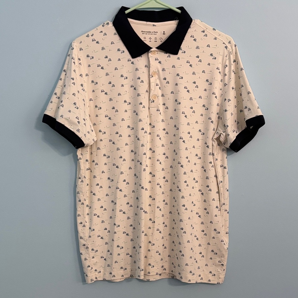 Abercrombie & Fitch White Polo with Black Details
